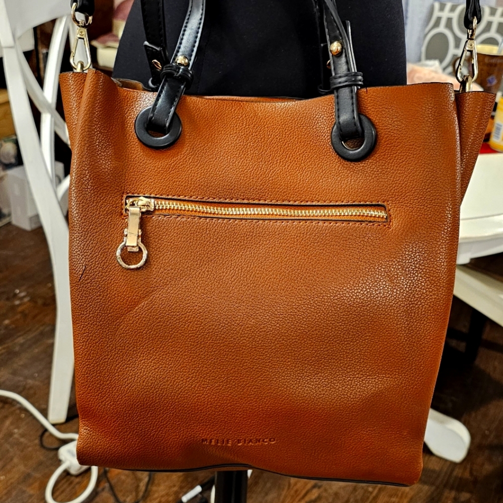 Mellie Bianco Designer Crossbody w/Long Adjustable Strap & Double Handles, Cogna